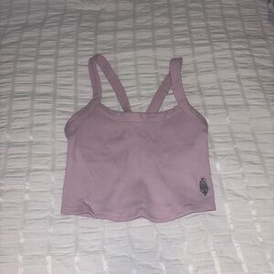 Pink Ribbed Crop Top